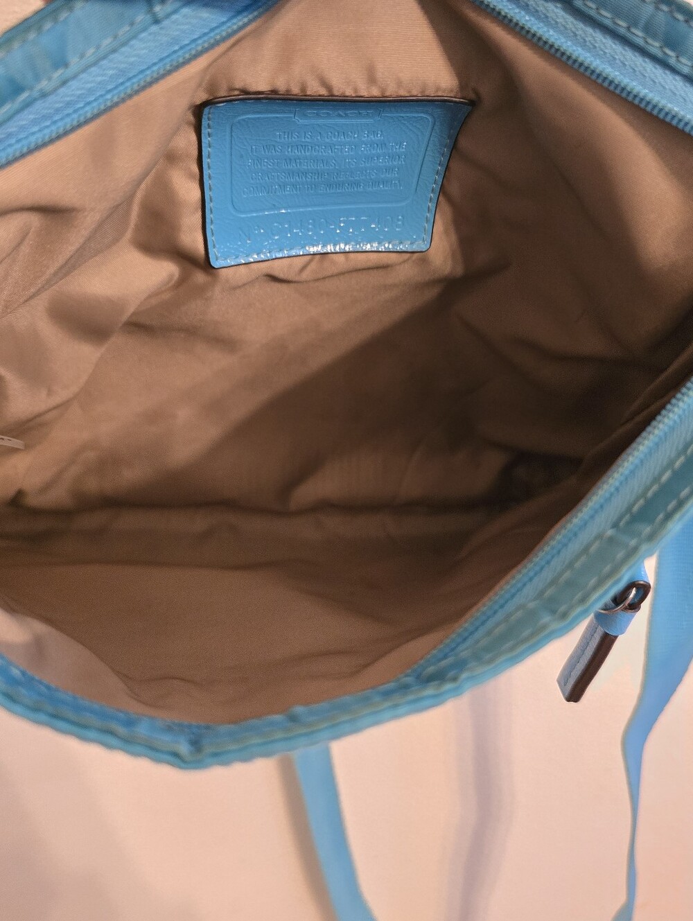 Coach Signature C Getaway File Crossbody Slim Bag Purse Teal Blue Nylon #F77408 - Picture 6 of 16